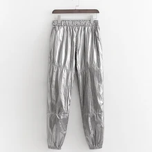 Fandy Lokar Nylon Metal Color Pants Women Fashion Solid Trousers Women Elegant Loose Ankle Length Pants Female Ladies IE
