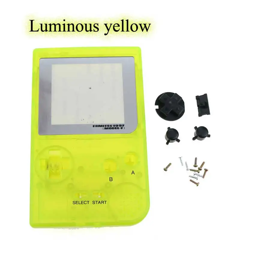 Luminous yellow YuXi для карманной игровой консоли Gameboy корпус Корпус Замена для GBP прозрачный пластиковый чехол с кнопками и винтами - Цвет: Luminous yellow