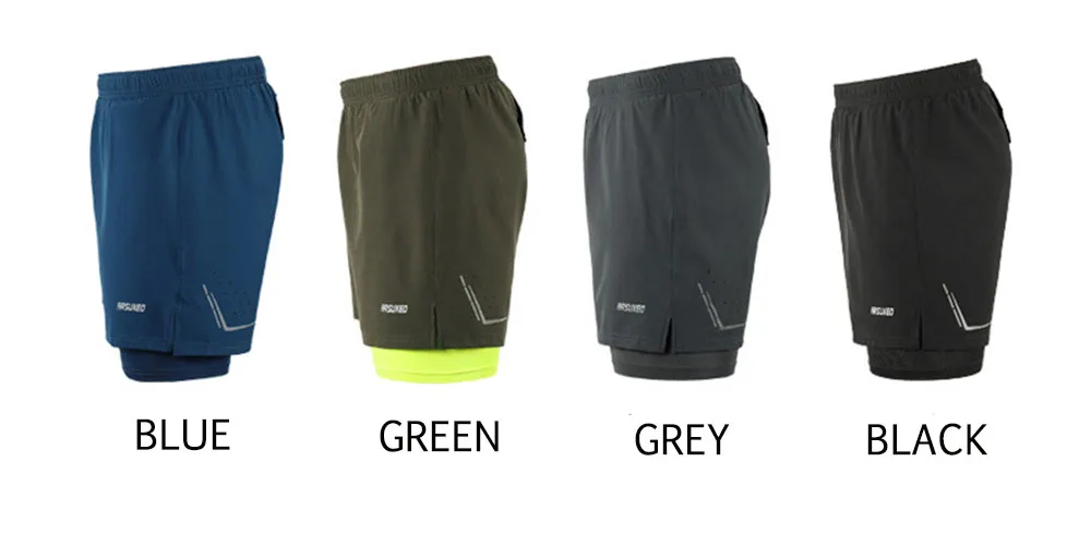 ARSUXEO, мужские шорты для бега, 2 в 1, шорты для спортзала, активных тренировок, упражнений, пробежек, спортивные шорты с более длинной подкладкой, сухая посадка, B192