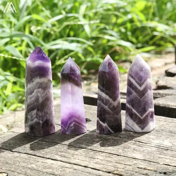 

5Pcs/Lot Natural Dream Amethysts Hexagonal Wand Point Healing Jewelry Quartz Crystal Column Point Reiki Jewelry DIY Room Decor