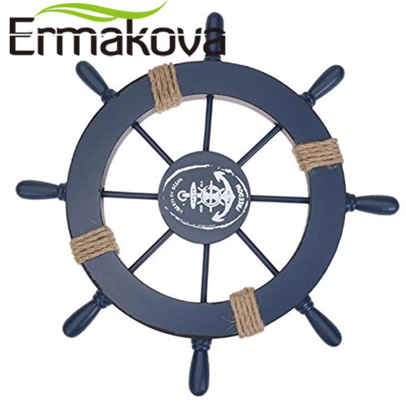 ERMAKOVA Wooden Ship Wheel Nautical Boat Wall Decoration Mediterranean Style Fishing Net Craft | Дом и сад