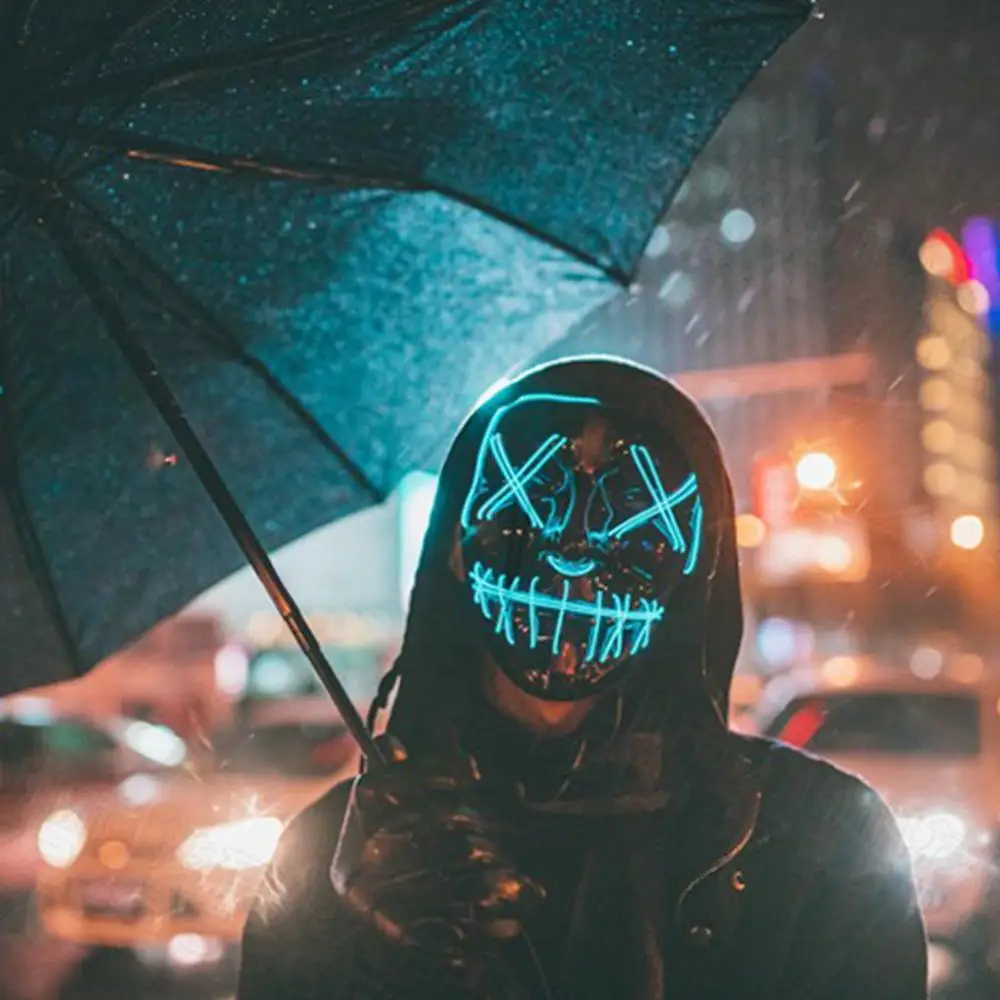 Halloween Mask for Party Flash Scary LED Funny Masks Cosplay Costume Masque Supplies | Дом и сад