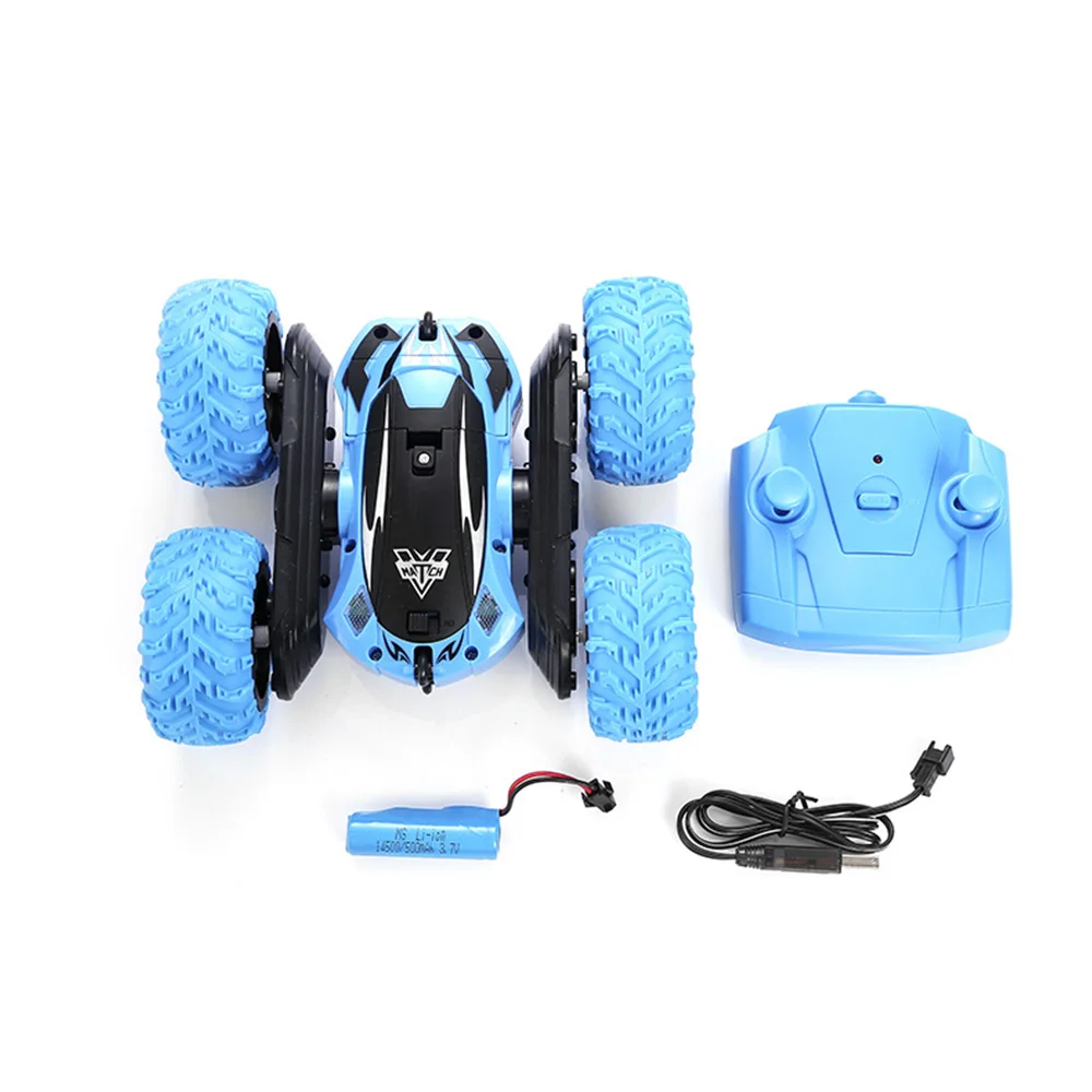 blue Remote Control Car Drift Deformation Buggy Car Rock Crawler Roll Car Double-sided Rotation Stunt Car 360° Flip kids Toy Cars - Цвет: blue