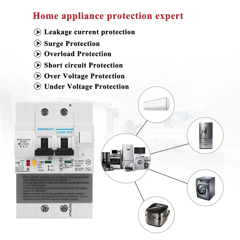 EWelink 2P wifi мониторинг энергии RCBO автоматический выключатель защита от короткого