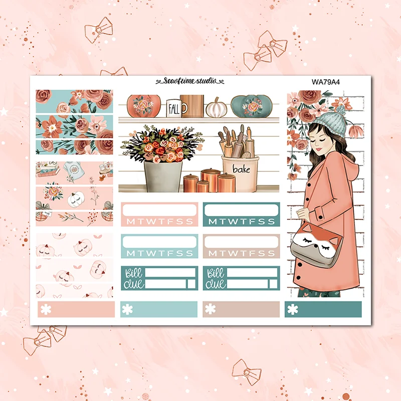 

7sheets/set Beautiful autumn Weekly Label Decorative Sticker DIY Planner Diary Scrapbooking Album Stickers