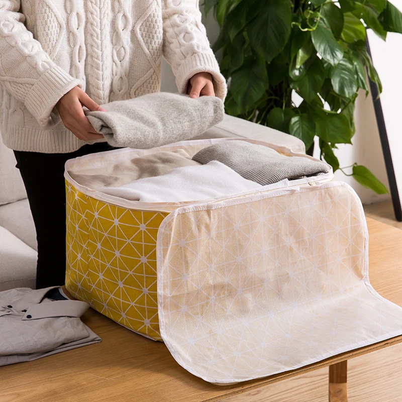 Large Folding Waterproof Quilt Storage Boxes Bins Clothes Storage Box Organizer Quilt Storage Basket Home Storage Organization