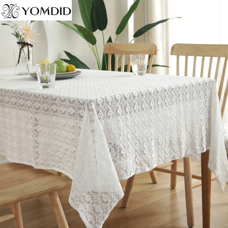  White Vintage Table Cloth Wedding Decor Lace Tablecloth Jacquard Table Cover Party Decorative Tea T