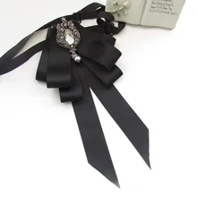 I-Remiel модные ленты Стразы для женщин галстук-бабочка британский стиль блузка дамский костюм декольте Decoratio рубашка воротник аксессуары