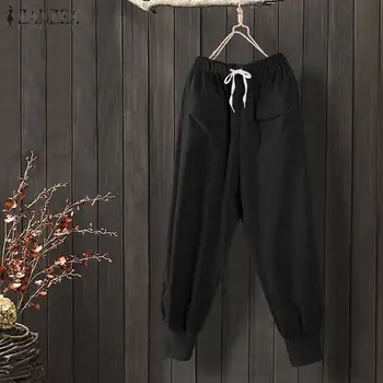 

Women Pants ZANZEA 2020 Vintage Corduroy Long Trousers Female Casual Pockets Pantalones Elastic Waist Harem Pants Streetwear 5XL