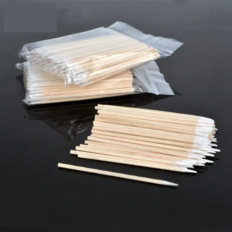 100pcs/bag Cotton Swab Multipurpose Health Makeup Ear Clean Swab Stick Buds Tip Medical Alcohol Wood Cotton Head Swab 7.5cm Hot