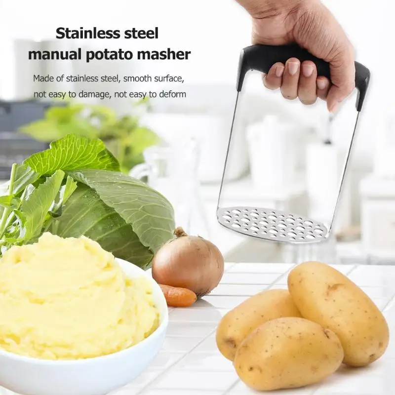 

Manual Potato Mud Masher Stainless Steel Vegetable Fruits Kitchen Accessory