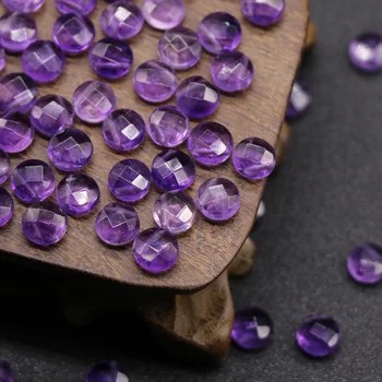 

10pc/bag Natural Stone Amethyst Oblate Faceted Loose Beads 8mm DIY Handmade Jewelry Bracelet Necklace Jewelry Accessories