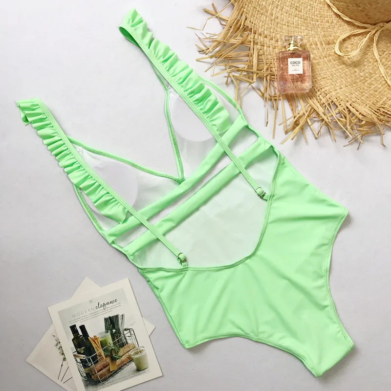 Сексуальный сдельный женский купальник летняя пляжная одежда кружевной Цветочный однотонный купальник купальный костюм боди Монокини купальник