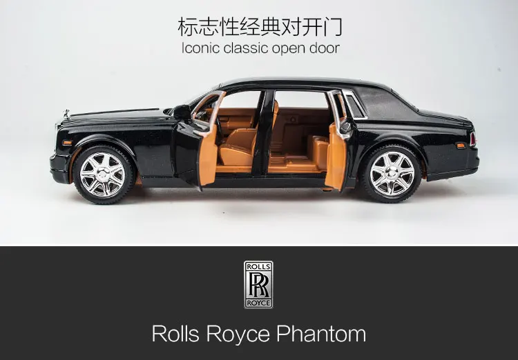 KIDAMI Rolls Royce 1:24 Масштаб литья под давлением модель автомобиля игрушечные машинки Вытяните назад звуковой светильник Коллекция подарков для детей и взрослых