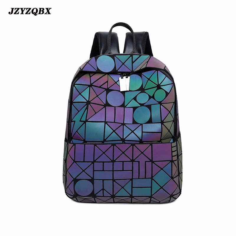

JZYZQBX Luminous Back Pack Solid Color Exquisite Waterproof Gradient Travel Bag Fashion Personality Geometric Rhombus Back Packs