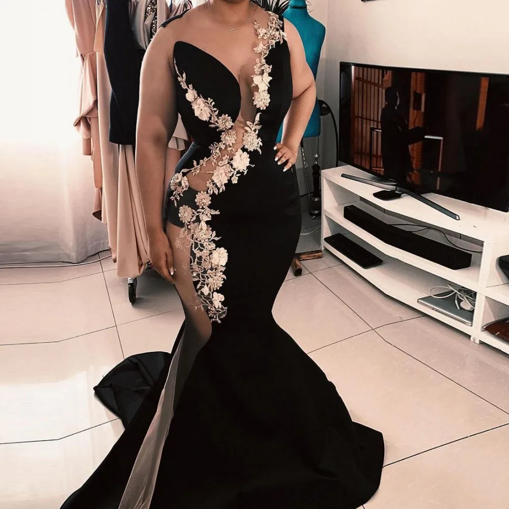 Платья на выпускной в африканском стиле Сексуальные Русалка vestido de festa размера плюс Вечерние платья на заказ аппликация атласное вечернее платье robe de soire
