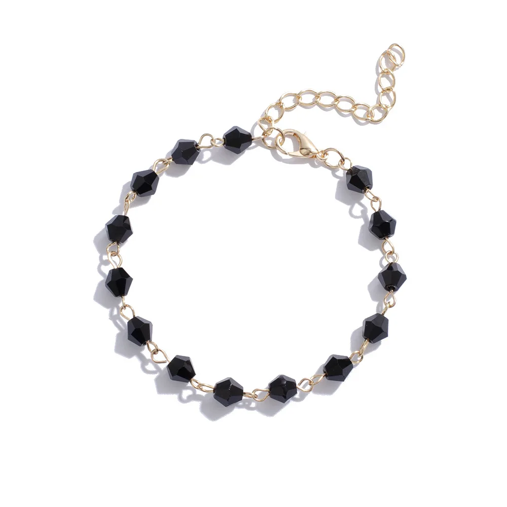 

New Arrival Simple Black Crystal Ankle Chain Gold Color Beaded Anklets for Women 2019 Summer Beach Fashion Foot Jewelry Anklet