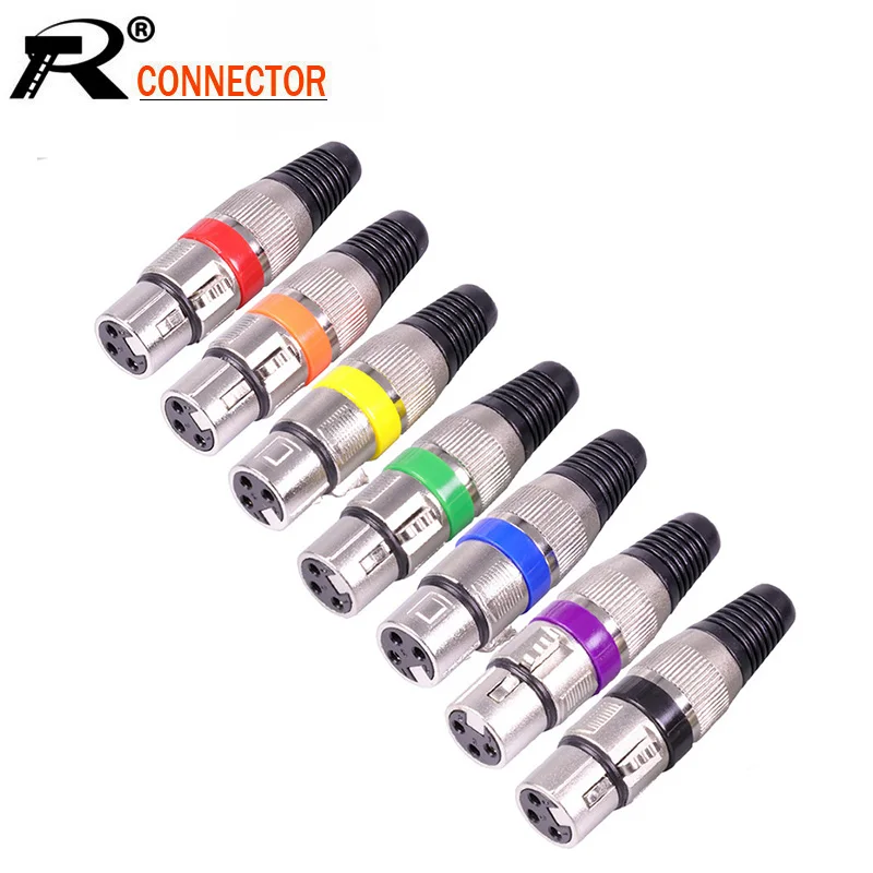 10pcs/lot 3 Pin XLR Female Jack Socket Wire Connector Poles Microphone Plug MIC Audio Cable 7 Colors | Обустройство дома