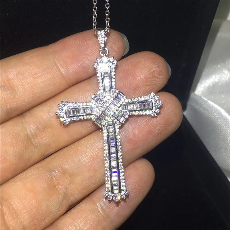 Vintage Lab Diamond cz Cross Pendant 