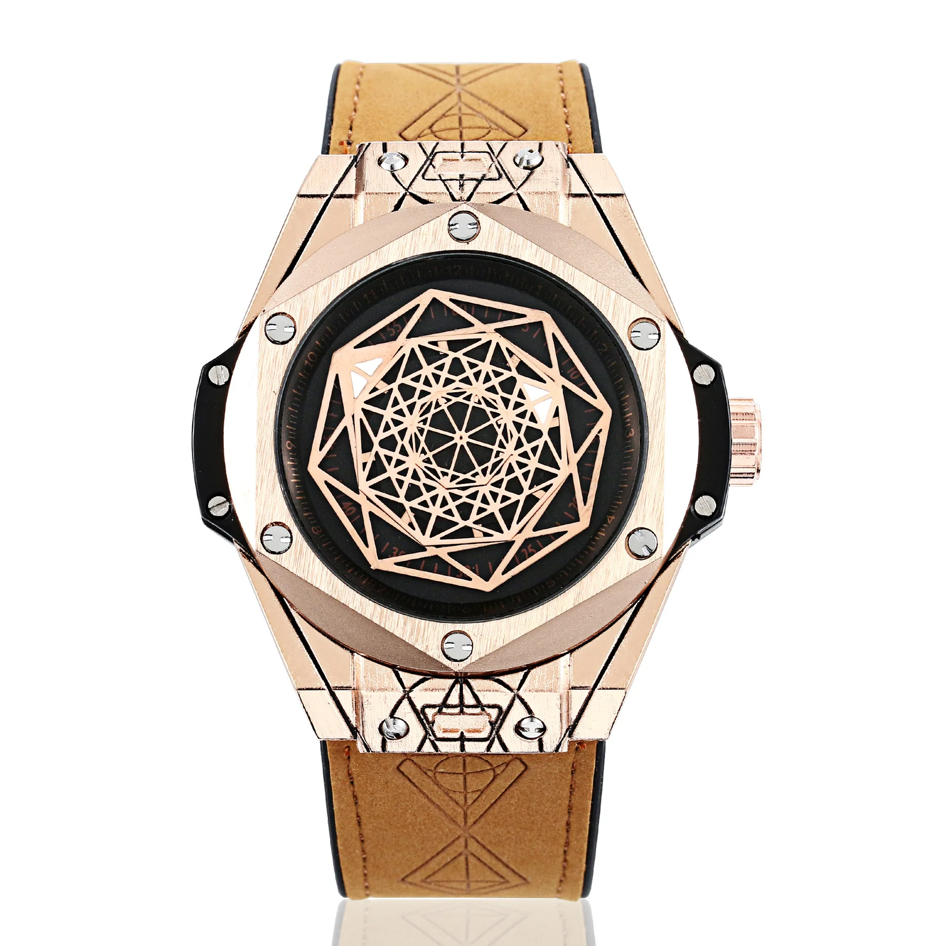 

Fashion high-grade silicone leather strap stainless steel alloy dial waterproof luminous quartz watch