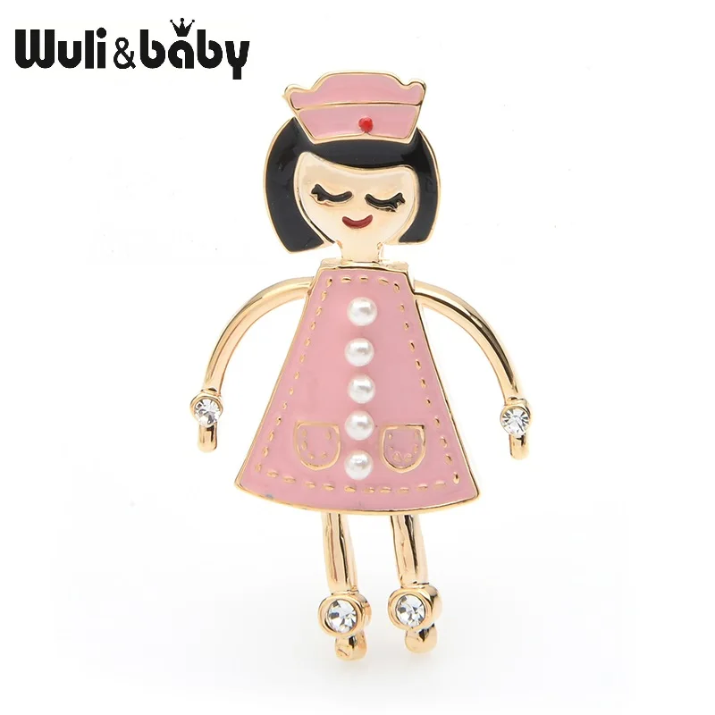 Женская Брошь медсестры Wuli &amp baby эмалированная брошь белого и розового цвета из