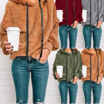 

Plus size autumn winter sweatshirt women streetwear hoodies pullover with fur solid women hoodies and sweatshirt clothes BDR989