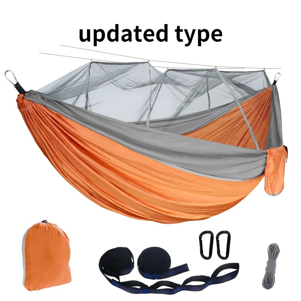270*140cm Single Person Portable Travel Outdoor Camping Hanging Sleeping Hammock with Mosquito Net