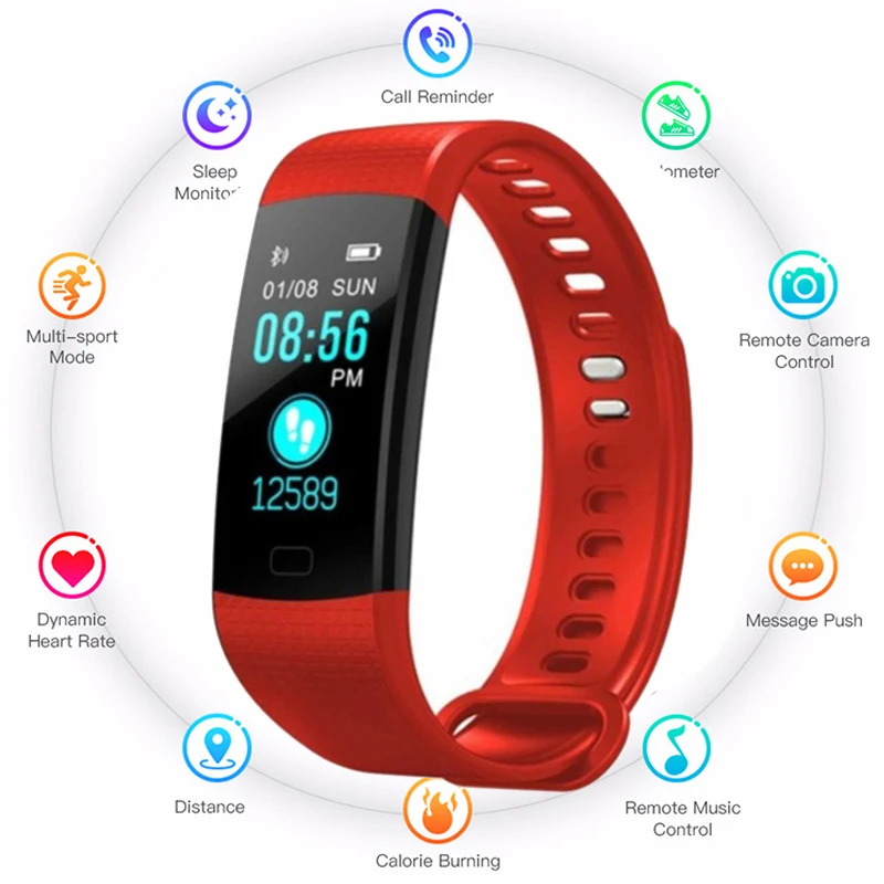 

Y5 Smart Watch Fitness Bracelet Heart Rate Tracker Monitor Pedometer Blood Pressure Smartwatch Band IP67 Waterproof