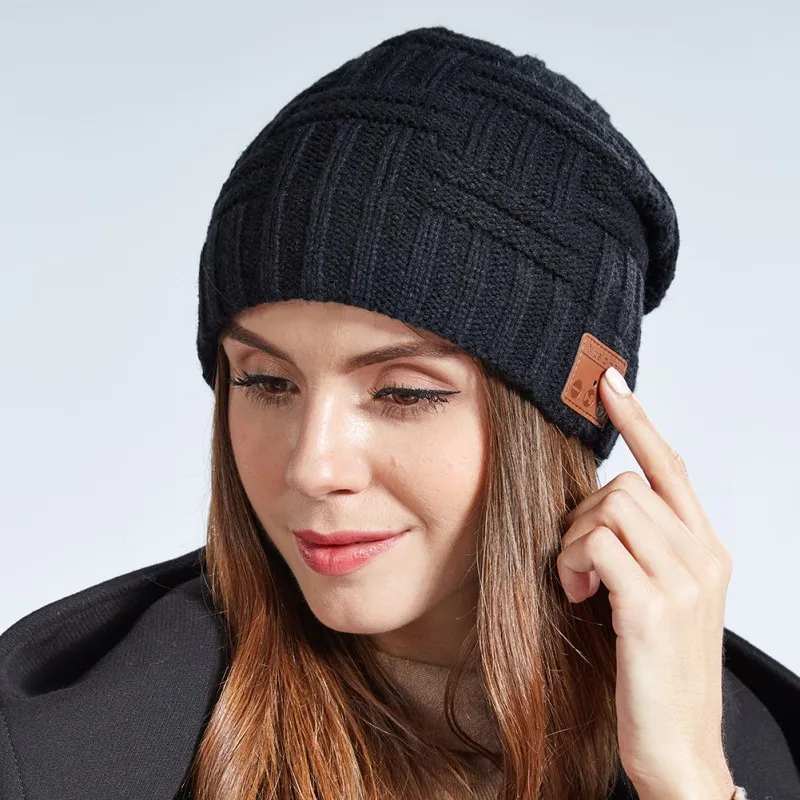 Вязаная шапка для Bluetooth V5.0 съемная стерео Музыка беспроводные наушники гарнитура шапочка головной убор