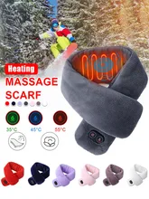 

Winter USB Heated Scarf Washable Imitation Rabbit Fur Warm Smart Heating Solid Color Shawl Vibration Massage Plush Collar Scarf