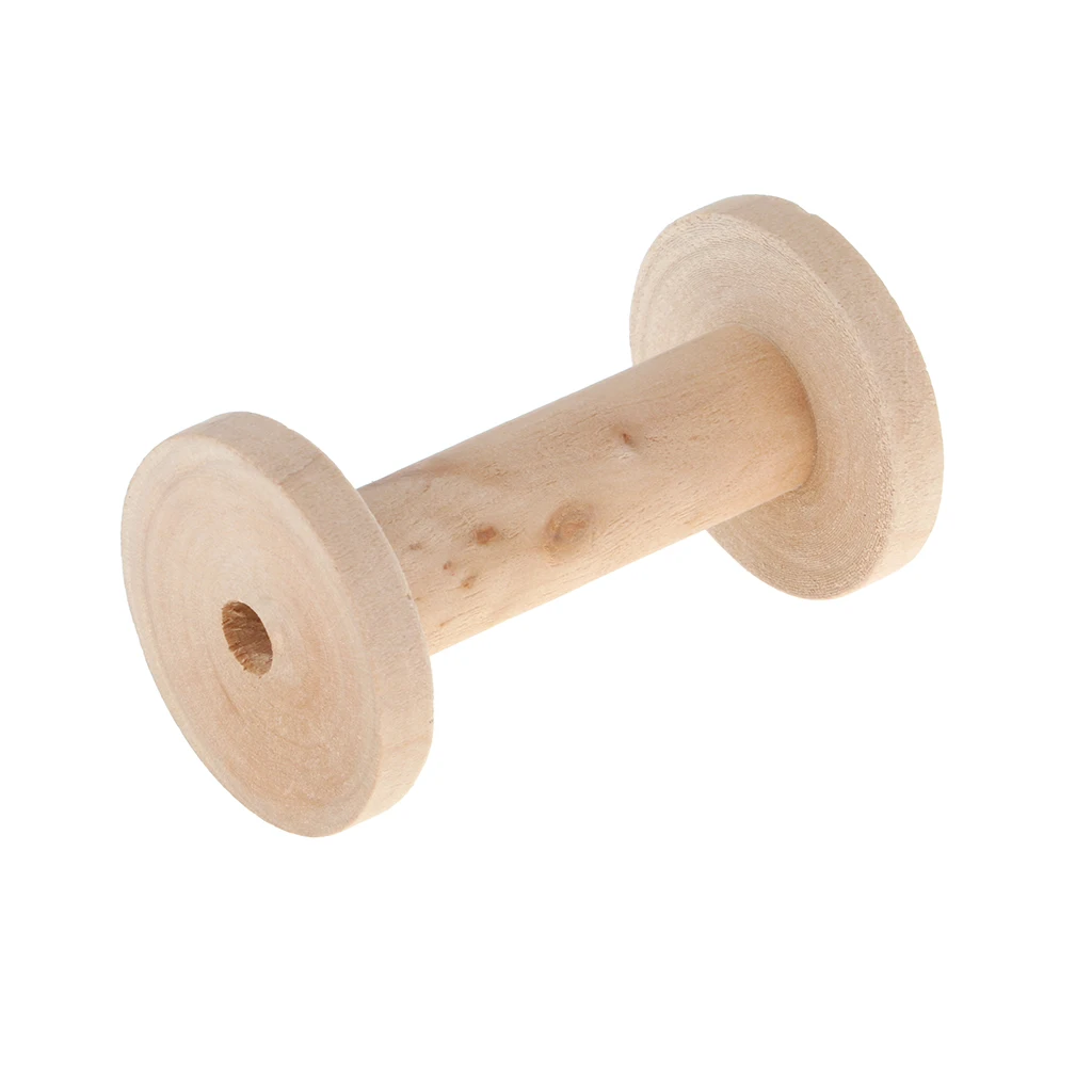 Vintage Wooden Empty Thread Spools Cylinder Needlework Crafts Bobbins Reels Organizer For Ribbon Sewing Tools