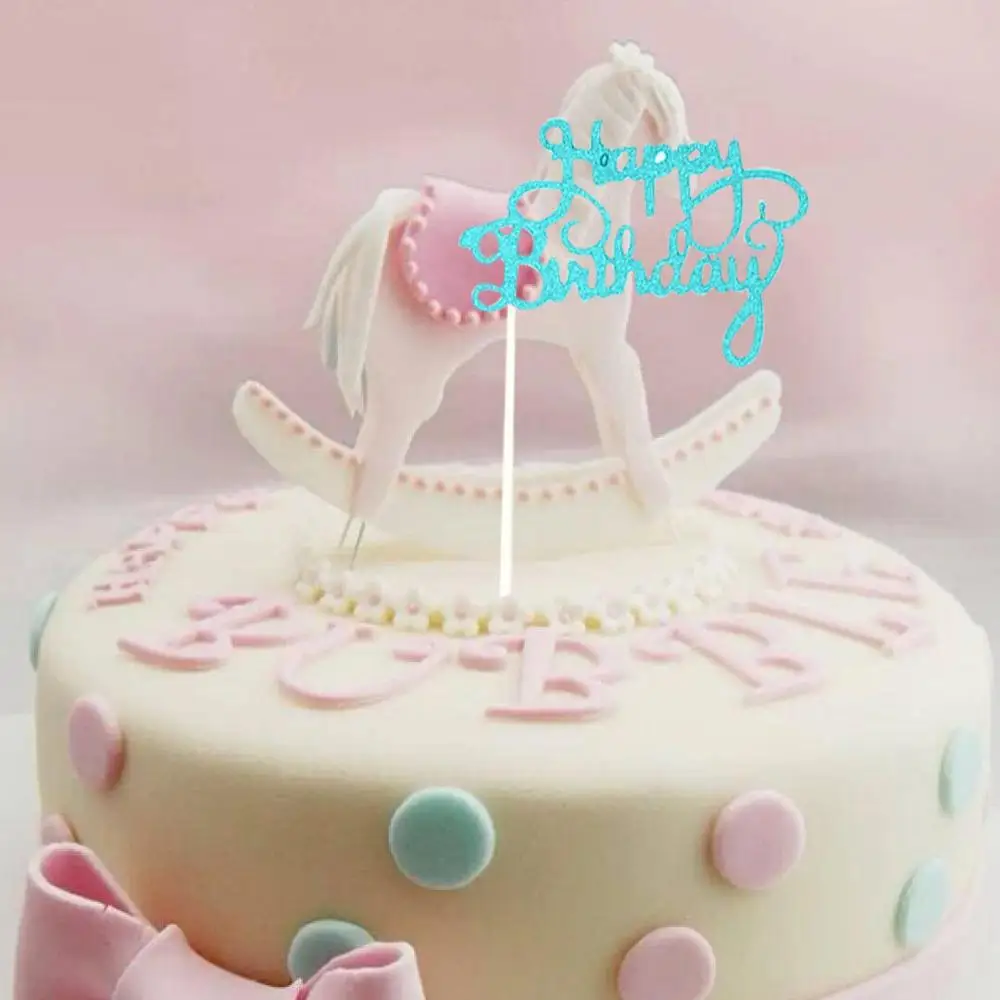 cake insert Christmas children Birthday cake card Glitter 3D Paper Happy Birthday Cake Topper Cupcake Dessert Decor Supplies cake insert@30 - Цвет: cake insert