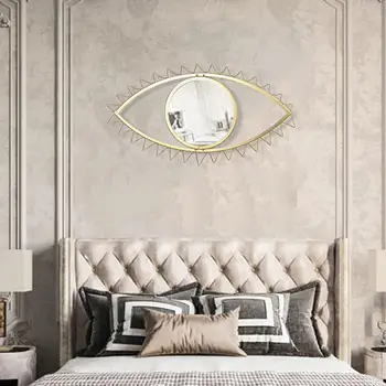 

Eye Shape Decorative Mirror Rattan Innovative Art Decoration Round Makeup Mirror Dressing Bathroom Wall Hanging Mirror Crafts