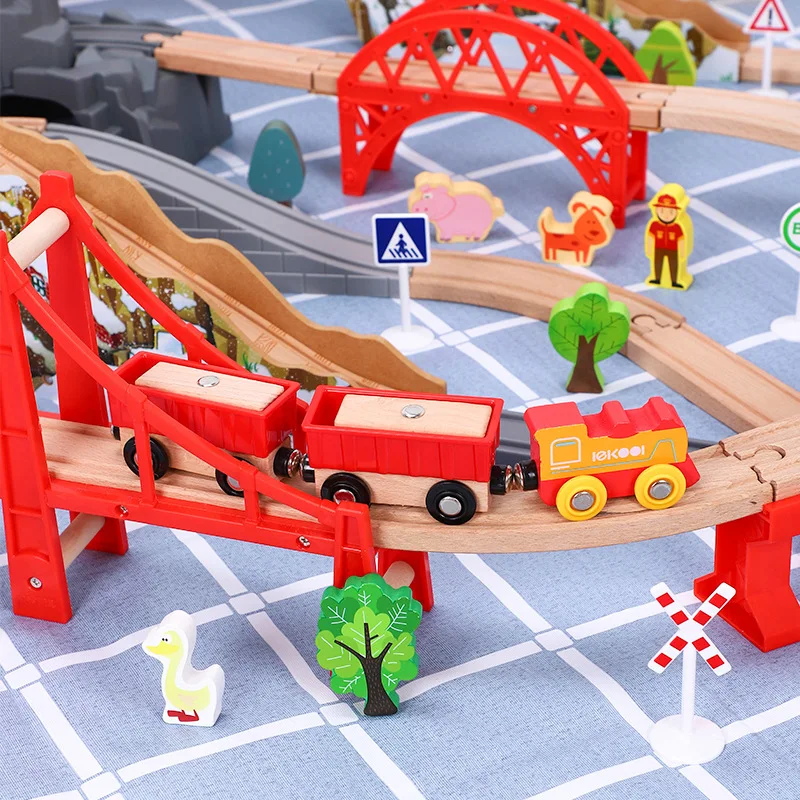 Wooden Train Track Stop Apron Helicopter Set Compatible Wooden Railway Educational Children's Day Gifts