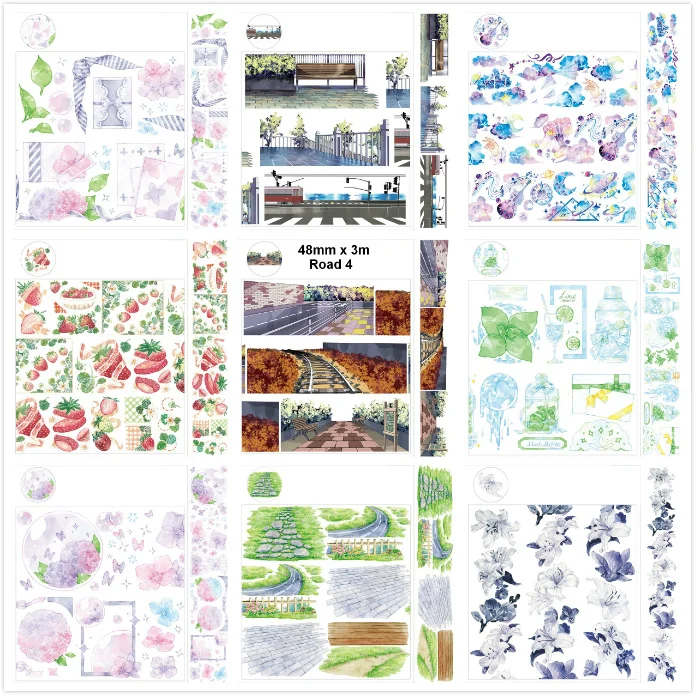 Pegatinas decorativas para diario, cinta washi floral para fruta de verano, nuevo