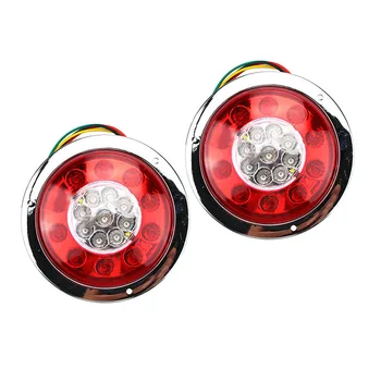

2pcs 4 Round Red/Yellow 19-LED Truck Trailer Brake Stop Turn Signal Tail Lights