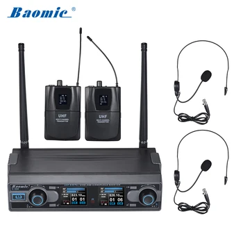 

Baomic D332 Professional Dual Channel UHF Digital Wireless Headset Microphone System 2 Microphones 1 Receiver 6.35mm Audio Cable