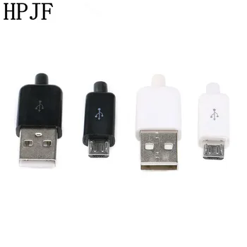 

10PCS DIY Micro USB 2.0 Male Plug Connectors Kit w/ Covers Black White 5P Data Line Accessories Interface 4/3 In Welding 5 PIN