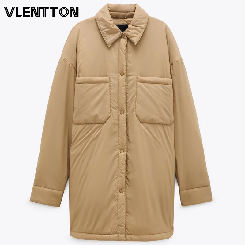 

New Autumn Winter Women Warm Oversize Light Parka Jacket Coat Vintage Khaki Cotton Outwear Female Casual Loose Long Overcoats