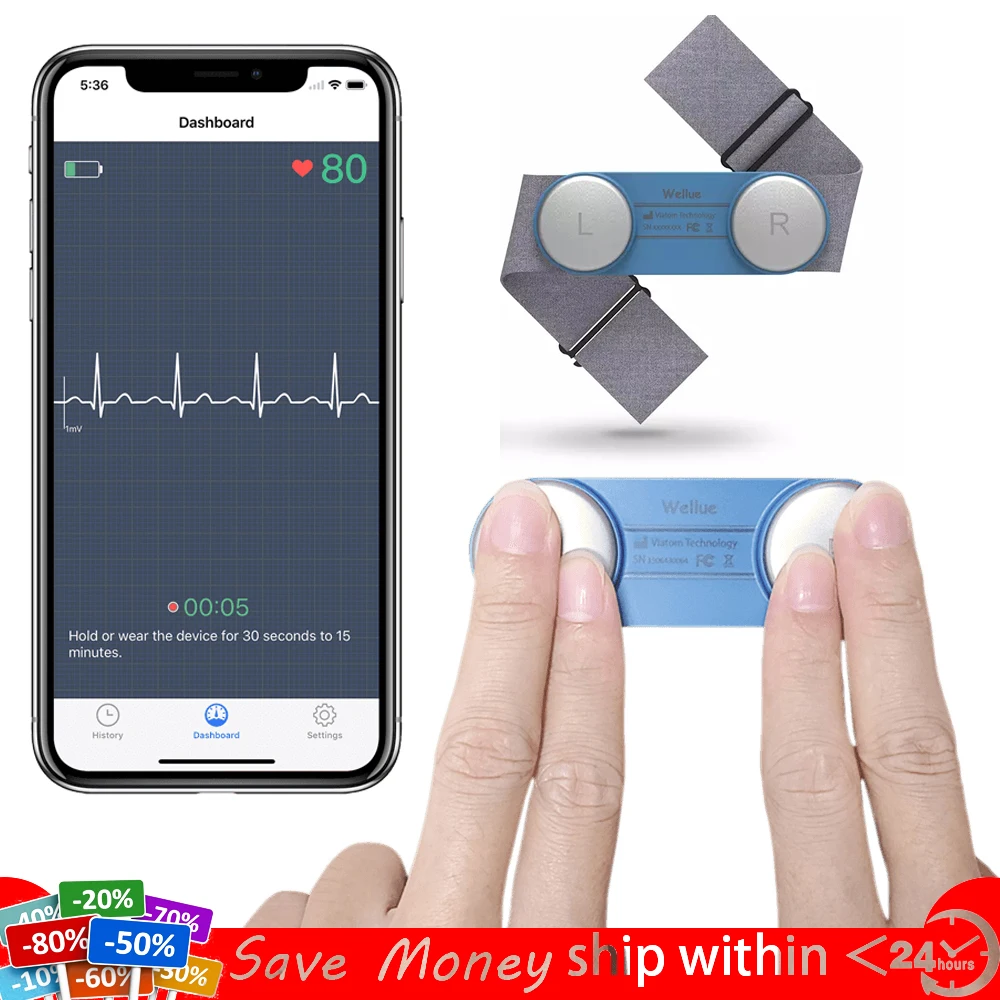 PROD 1005002224748797 Handheld & Wearable ECG EKG Monitor Track Made
Easy EKG Heart Rate Analysis Bluetooth Chargeable For Android Or IOS