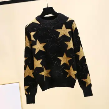 

New Year Sweater Women's Sweater Top Star Knit Pullover Sweater