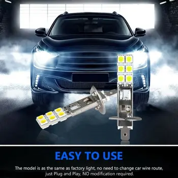 

4pcs H1 White 6000K 55W 12 SMD-5050 LED Headlight Bulbs Kit Driving Light Pro Car Car Headlight Fog Lamp Light
