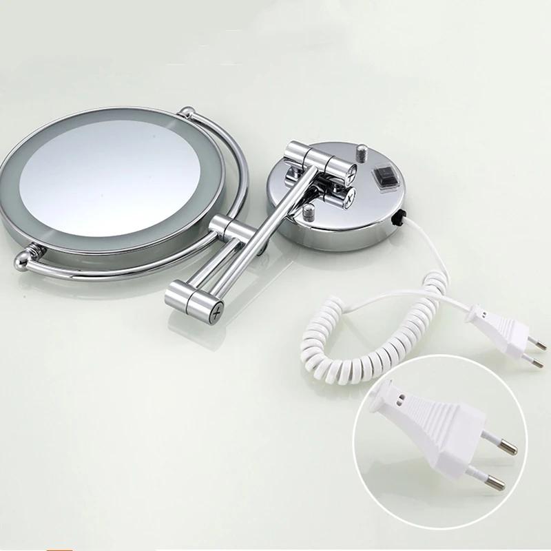 Cosmetic Mirror Silver Brass Dual Side Led Light Bathroom Mirror Extending Fold Wall Lamp Magnification 3/5/10 X Makeup Mirror 5