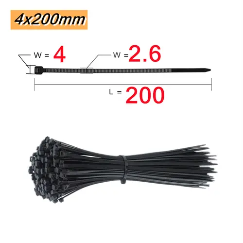 100 PCS Self-locking Plastic Nylon Tie  Black Fastening Strap Cable-Tie-Set Cable Zip Tie Fastening Ring Zip Wraps Strap Tie - Image 10