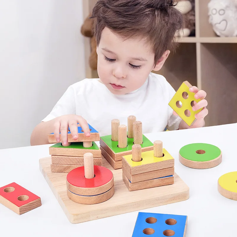 

Ohye Wooden Young CHILDREN'S Geometric Shapes Cognitive Matching Wisdom Case Column Anti-smashing Shoes Early Childhood Educatio