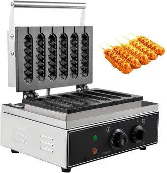 

VEVOR 110V Commercial Lolly Waffles Makers 6pcs 1500W Stainless Steel Non-Stick Teflon Coating 0-5 Minutes Timer 0-300℃ Temp