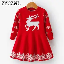 Детские платья для девочек с длинными рукавами; Платье с принтом оленя и снежинки; новогодний костюм; платье принцессы; детская Рождественская одежда; Vestidos