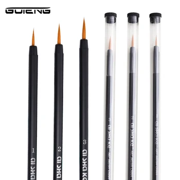 

GUTENG 3Pcs Black Paint Brush Fine Hand Painted Thin Hook Line Pen Nylon Hair Brush For Watercoolor oil Painting Art Supplies
