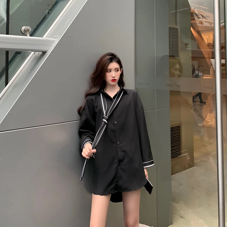 Блузки WHITNEY WANG для женщин, осень, модные уличные цвета, контрастные крутые резинки для девочек, шифоновая блузка, женские блузы рубашки топы