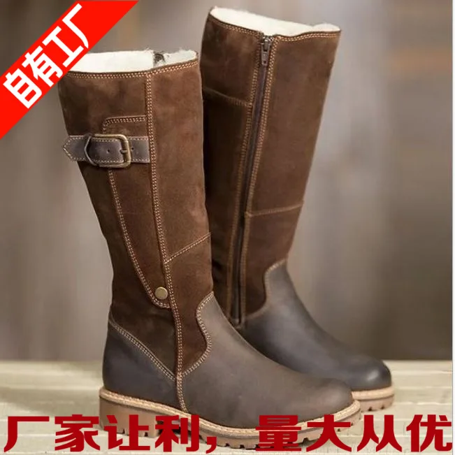 

Hot Selling Women's 2018 Winter New Products Low Heel Boots Students Biker Boots 40-43 Large Size